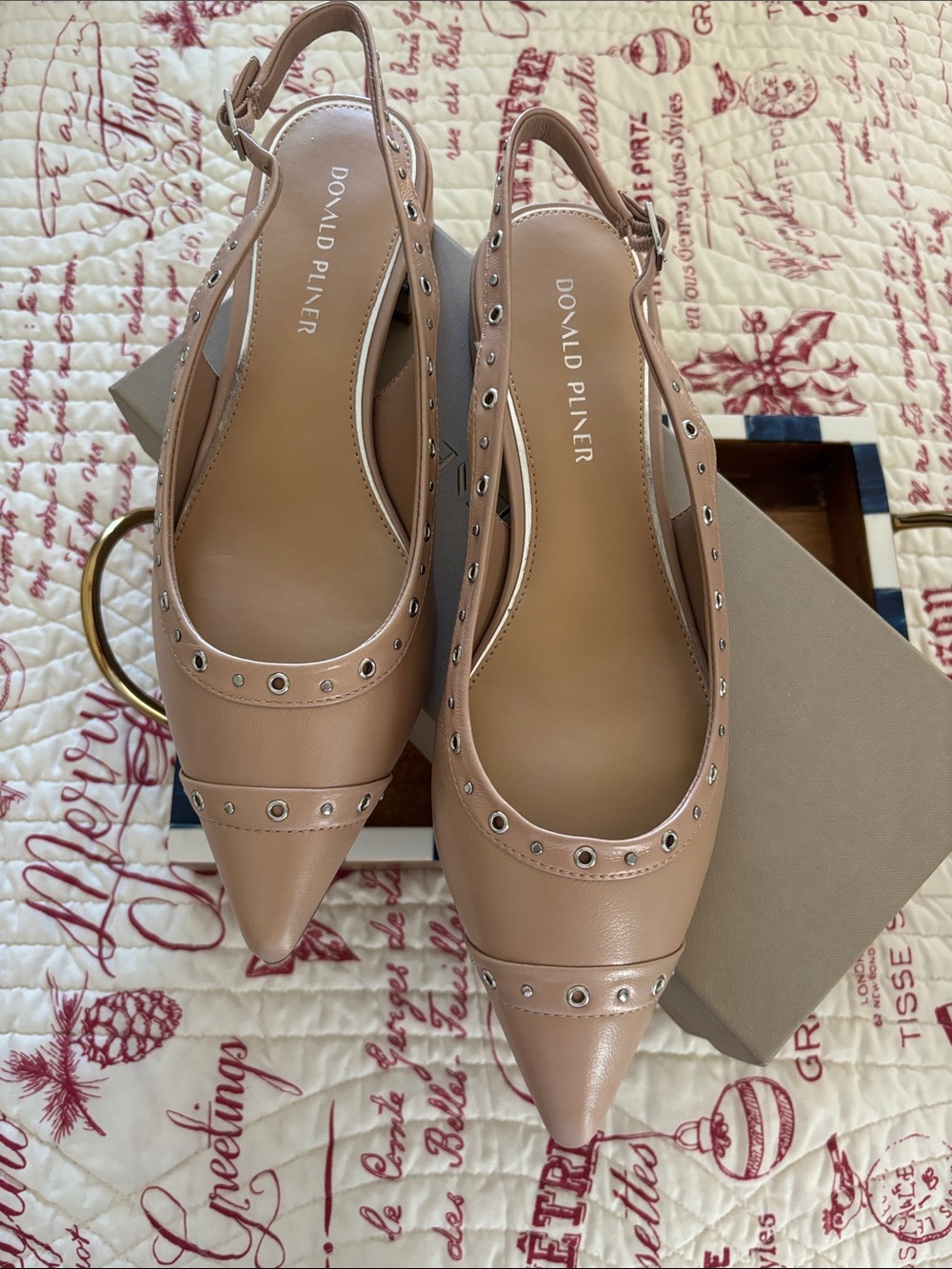 NWT Donald J. Pliner Buff Napa Leather Pointed-Toe Slingback Flats SZ 11M